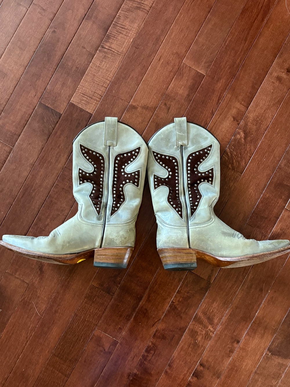 Vintage Frye Studded Western Heeled Cowboy Boots - Picture 2 of 8